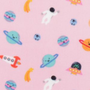 Space Icons on Pink Anti Pill Fleece Fabric by POP!