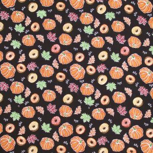 Mini Pumpkins And Donuts Harvest Cotton Fabric
