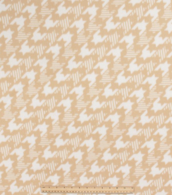 Brown Diagonal Houndstooth Blizzard Fleece Fabric - Image 2