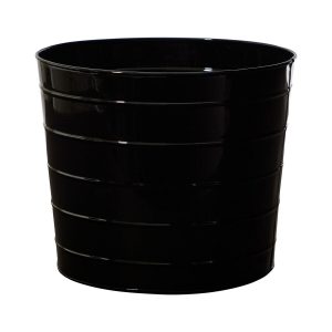Nearly Natural 12 Farmhouse Black Metal Ribbed Planter