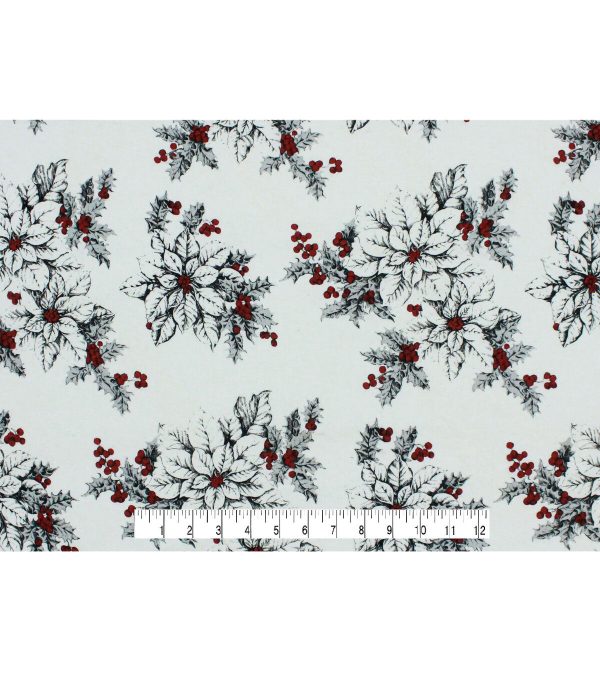 White Poinsettia Super Snuggle Flannel Fabric - Image 4