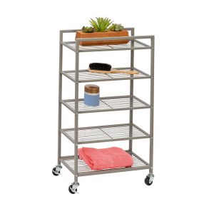 Honey Can Do 16 x 28 Satin Nickel 5 Tier Rolling Bath Storage Cart