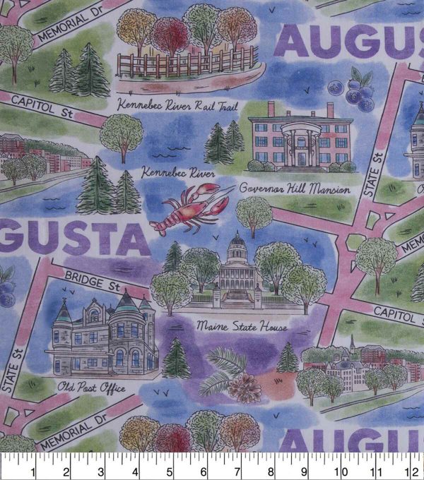 Augusta Maine City Pride Cotton Fabric - Image 2