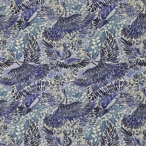 Hidden Pheasant Blue 108 Wide Premium Cotton Fabric