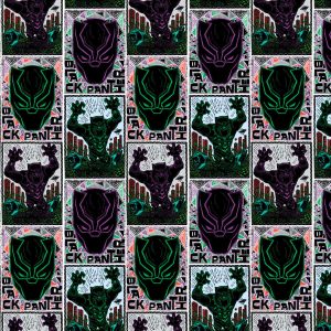 Black Panther Linocut Poster Cotton Fabric