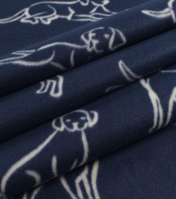 Navy Dog Blizzard Prints Fleece Fabric - Image 3