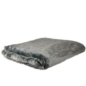 Northlight Faux Fur Gray Solid Rectangular Throw Blanket 50 x 60