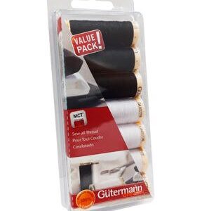 Gutermann Sew-All Thread Set   7 Spools-Black   White