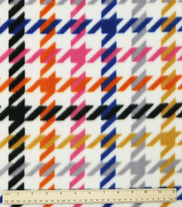 Rainbow Houndstooth Anti Pill Fleece Fabric - Image 3