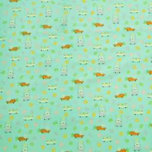 Carrot Mobiles on Green Easter Cotton Fabric