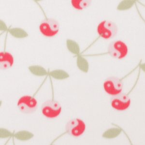Nostalgic Cherries on White Blizzard Fleece Fabric