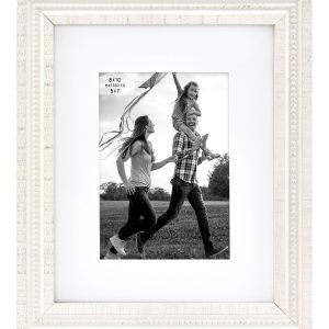 8 x 10 Matted to 5 x 7 Austin White Beaded Tabletop Picture Frame