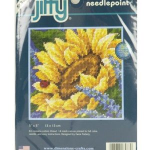 Dimensions 5 x 5 Sunflowe   Ladybug Mini Needlepoint Kit