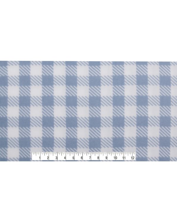 POP! Gingham Blue Lightweight Fleece Fabric - Image 4