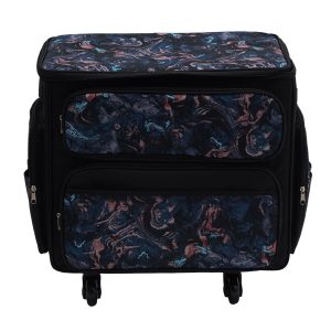 20 x 13 Blue Marbled Rolling Sewing Machine Storage Tote by Top Notch