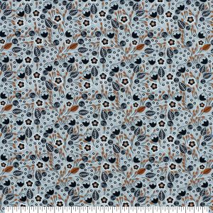 Brown Gray Mini Floral Harvest Print Cotton Fabric