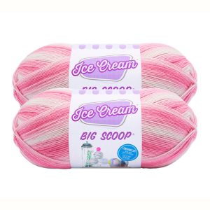 Lion Brand Ice Cream Big Scoop Light Weight Acrylic Yarn 2 Bundle - Strawberry