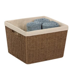 Honey Can Do 13 x 10 Brown Parchment Cord Basket With Liner