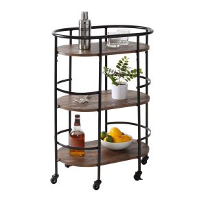 Honey Can Do 35 Black 3 Tier Rolling Bar   Serving Cart