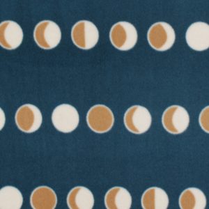 Gold Circles on Blue Anti Pill Fleece Fabric