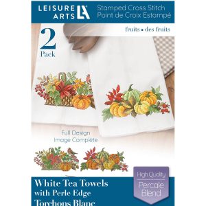 Leisure Arts 17 x 28 Fruits Tea Towel Stamped Cross Stitch Kit