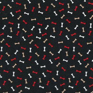 Novelty Cotton Fabric Mini Bones Blender on Black