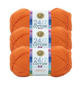 Lion Brand 24/7 Cotton DK Light Weight Cotton Yarn 3 Bundle