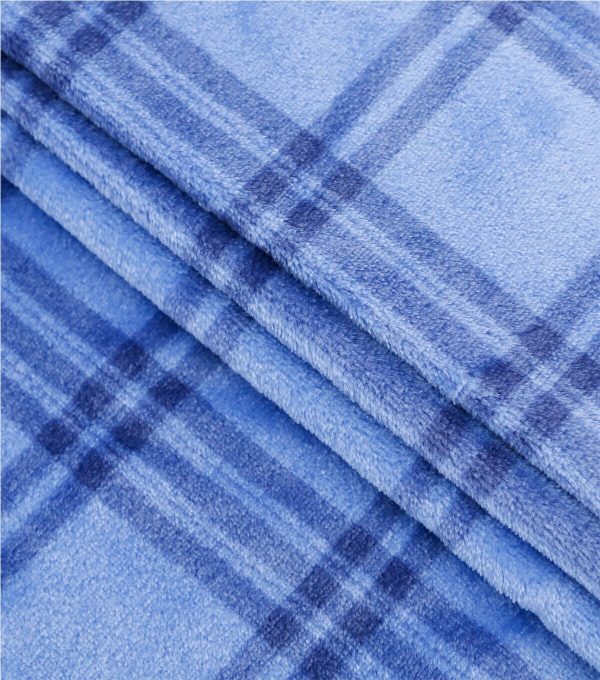 Blue Plaid Sew Lush Fleece Fabric - Image 2