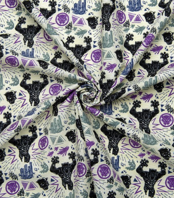 Black Panther Linocut Attack Cotton Fabric - Image 4