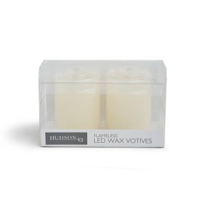 Flameless Vanilla Scented LED Rustic Votive Candles 2 pk Cream