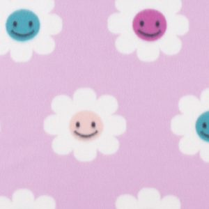 Purple Smiley Face Flowers Blizzard Fleece Fabric