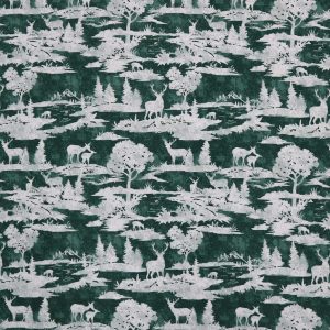 Deer Silhouettes On Green Super Snuggle Flannel Fabric