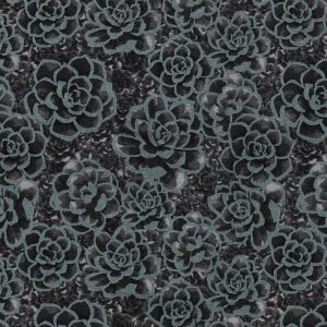 Pearlescent Black Succulent Quilt Cotton Fabric by Keepsake Calico