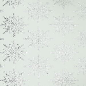 Silver Foil Snowflakes on White Pure Plush Fleece Fabric