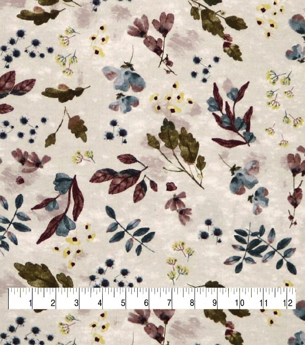 Leaves Beige Super Snuggle Flannel Fabric - Image 3