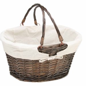 Organizing Essentials Oval Lined Willow Basket with Swing Handles