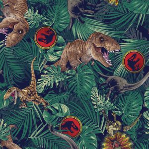 Jurassic Park Dinosaur Jungle Cotton Fabric - 1