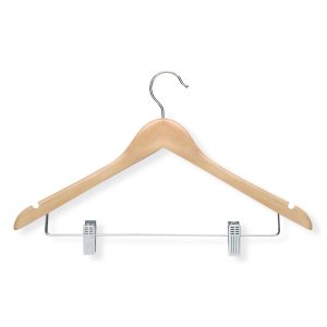 Honey Can Do 17.5 x 10 Maple Wood Clip Suit Hangers 12pk