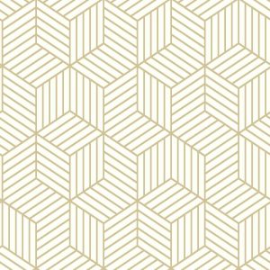RoomMates Wallpaper White   Gold Hexagon
