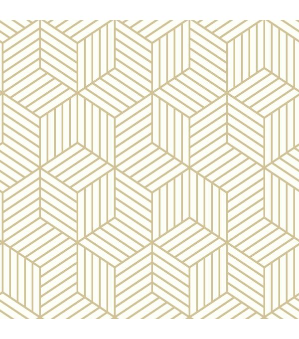 RoomMates Wallpaper White   Gold Hexagon