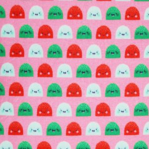 Smiley Gumdrops on Pink Anti Pill Fleece Fabric