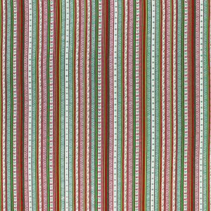 Red   Green Holly Striped Christmas Cotton Fabric