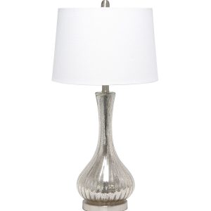 All The Rages Mercury Tear Drop Table Lamp with White Fabric Shade