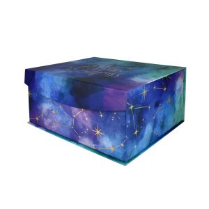 14 x 12 Blue Holographic Gold Foil Flip Top Box by Place   Time