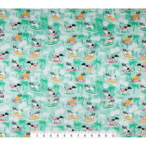 Novelty Cotton Fabric Surfing Dogs