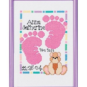 Janlynn 5 x 7 Baby Footprints Counted Cross Stitch Kit