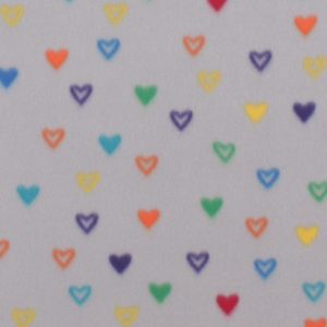 Rainbow Hearts on Gray Blizzard Fleece Fabric