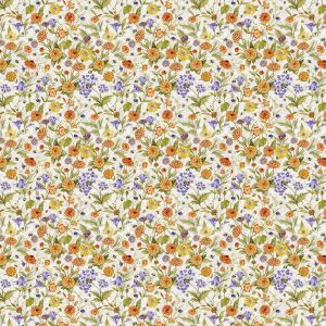 Susan Winget Bees   Orange Flowers Premium Cotton Fabric