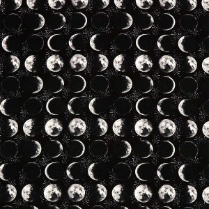 Moon Phases On Black Super Snuggle Flannel Fabric