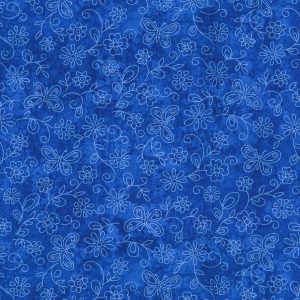 Fabric Traditions Flowers on Royal Cotton Fabric by Keepsake Calico - 1